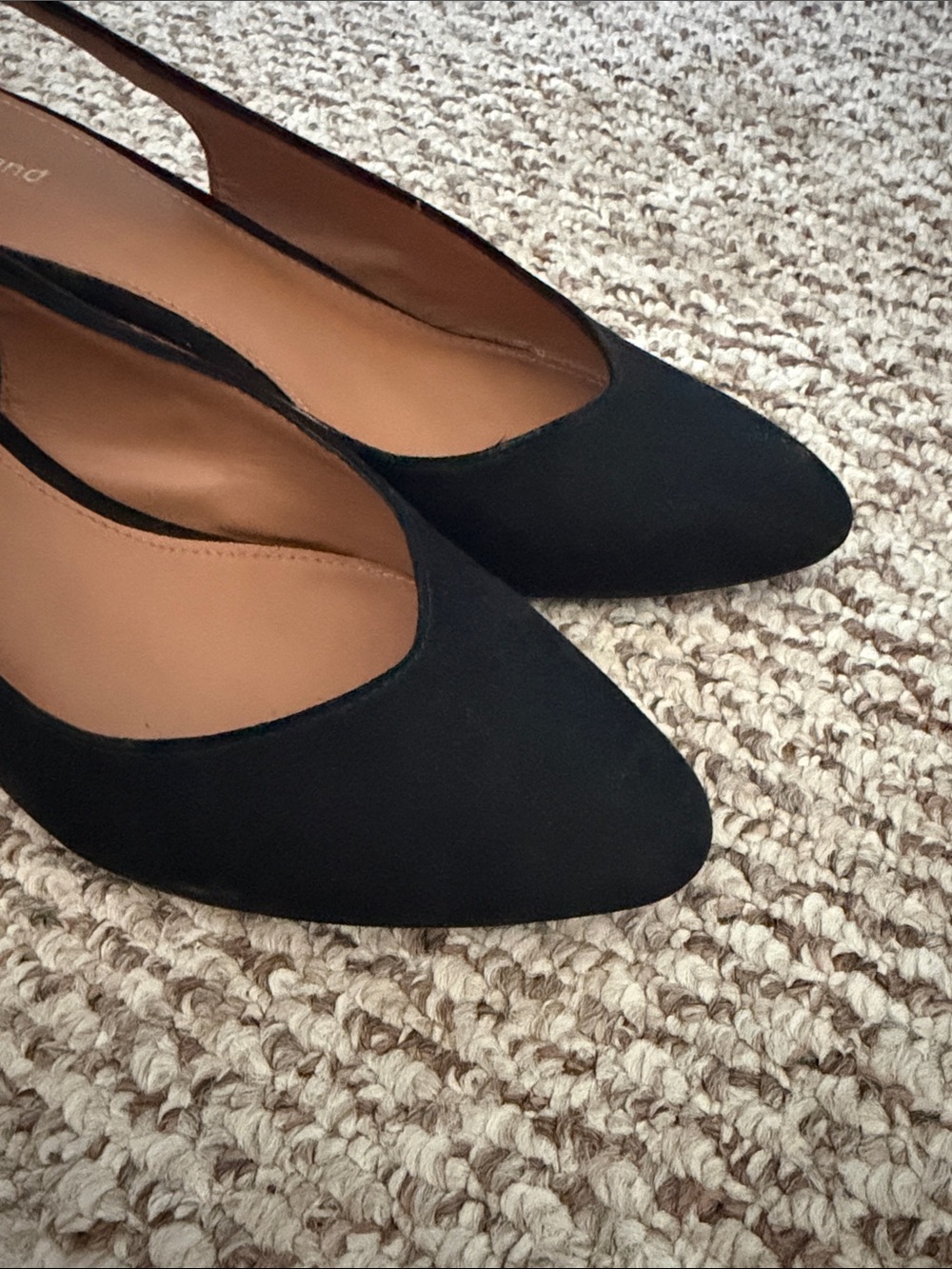 Classic Black Suede Slingback Block Heels - Picture 4 of 12